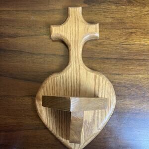 Wooden Heart Cross Shelf Handmade With Character, Primitive Cottage Aesthetic